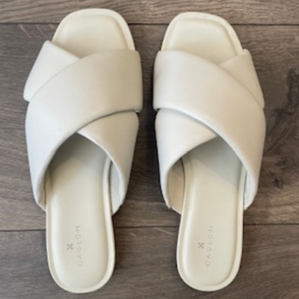 Nordstrom Caslon Calla Slides, Ivory, Size 8M